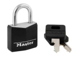 Master Lock® 131D 3/16 in Vinyl Aluminum Alloy Steel Brass Black Wide Covered Solid Body Keyed Padlock