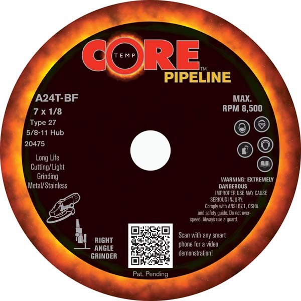 Coretemp Abrasives 20475 Supercore A36T 7 in 1/8 in 5/8-11 Aluminum Oxide Grinding Wheel