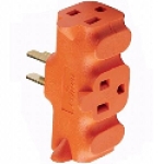 Leviton® 00694-007-0OR Grounded Outlet Orange Triple Tap Outlet Adapter