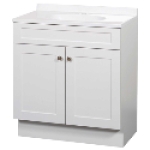 Zenith Home SBC24WW White Cultured Marble White Shaker Vanity