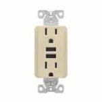 Eaton Cooper Wiring Device TR7765V-KB-L 125 V 15 A 2 Pole Type A Combination USB Receptacle