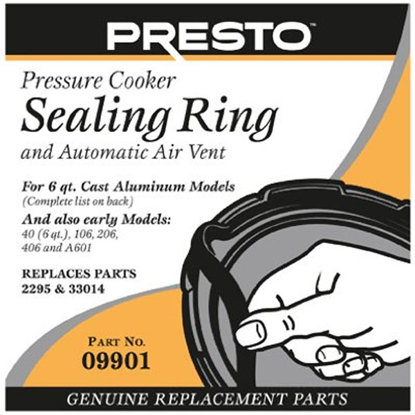 Presto® 09901 Compatible with Presto 6 qt Pressure Cooker Pressure Cooker Sealing Ring/Automatic Air Vent Pack