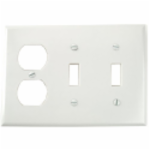 Eaton Cooper Wiring Device 2158W-BOX 4-1/2 in 3 Gangs White Thermoset Plastic Threaded Mount Standard Combination Wallplate