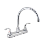 AquaPlumb 1558030 2 Handle Gooseneck Two Handle Kitchen Faucet