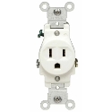 Leviton® S02-05015-KWS 125 VAC Thermoplastic Contact White Single Receptacle