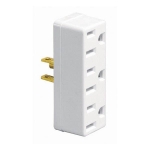 Leviton® 007-00697-00W 125 V 15 A 2 Pole Triple Tap Outlet Adapter