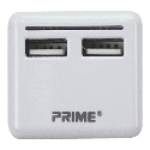 PRIME® Wire & Cable PBUSB340 2 Ports 125 V 3.4 A Polarized Plug USB Travel Charger