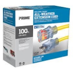 PRIME® Wire & Cable LT511935 Bulldog Tough® Series 125 V 15 A 1875 W SJTOW 100 ft Extension Cord