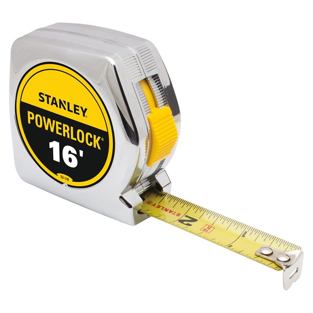 Stanley® 33-116 Powerlock 1/16 in Thereafter, 1/32 in First 12 in 16 ft Yellow Tape Rule