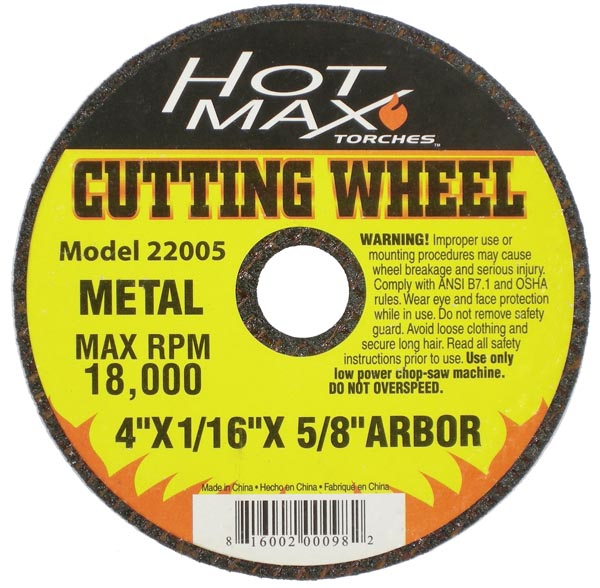 KDAR Hot Max Torches™ 22005 4 in 1/16 in 5/8 in Cut-Off Wheel