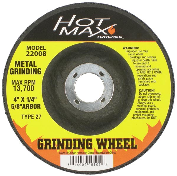 KDAR Hot Max Torches™ 22008 4 in 1/4 in 5/8 in Grinding Wheel