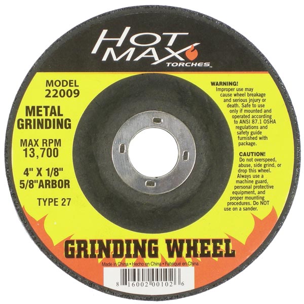 KDAR Hot Max Torches™ 22009 4 in 1/8 in 5/8 in Grinding Wheel