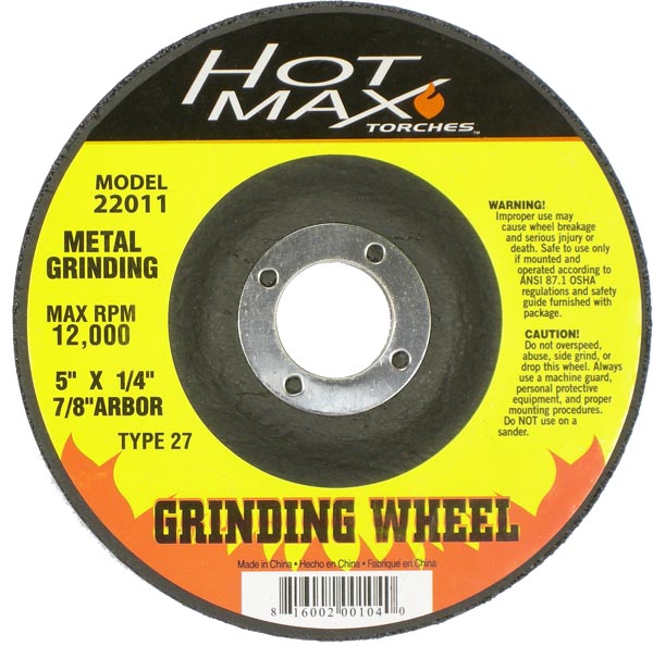 KDAR Hot Max Torches™ 22011 5 in 1/4 in 7/8 in Grinding Wheel