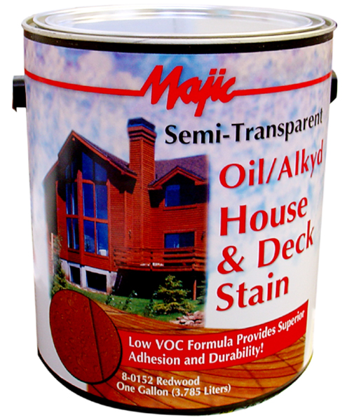 Yenkin-Majestic Majic Paints 8-0152-1 1 gal Can Redwood Semi-Transparent Exterior Oil/Alkyd House and Deck Stain