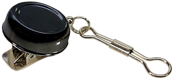 CB Enterprises 3511 Round Retractable Reel With Spring Clip on Back Round Retractable Black Pull Key Reel