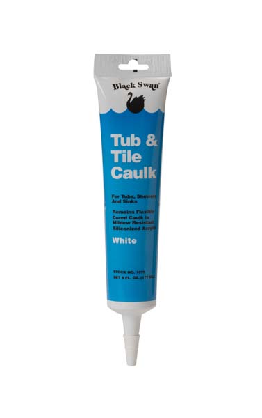 Black Swan® 01075 6 fl-oz Tube White Acrylic Base Tube and Tile Acrylic Latex Caulk