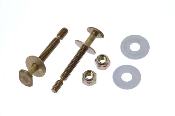 Black Swan 12000 1/4 in x 2-1/4 in (2) Solid Brass Bolts, (2) Round Washers, (2) Open-End Nuts Solid Brass Birdy Bolt