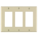 Leviton® 001-80411-00I 4-1/2 in 3 Gangs Ivory Smooth Thermoset Plastic Device Mount Decorator/GFCI Wallplate