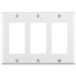 Leviton® 005-80411-00W 4-1/2 in 3 Gangs White Smooth Thermoset Plastic Device Mount Duplex Decorator/GFCI Wallplate