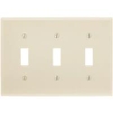 Leviton® 001-86011-000 4-1/2 in 3 Gangs Ivory Smooth Thermoset Plastic Device Mount Toggle Switch Wallplate