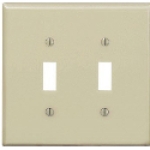 Leviton® 001-00PJ2-00I 4-7/8 in 2 Gangs Ivory Nylon Device Mount Toggle Switch Wallplate