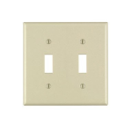 Leviton® 001-80709-00I 4-1/2 in 2 Gangs Ivory Smooth Nylon Device Mount Toggle Switch Wallplate