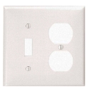 Leviton® 002-80705-00W 4-1/2 in 2 Gangs White Thermoplastic Nylon Device Mount Duplex Toggle Combination Wallplate