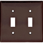 Eaton Cooper Wiring Device 2139B-BOX 4.5 in 2 Gangs Brown High Gloss Thermoset Plastic Screw Mount Toggle Switch Wallplate