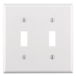 Leviton® 001-88009-000 4-1/2 in 2 Gangs White Smooth Thermoset Plastic Device Mount Toggle Switch Wallplate