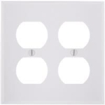 Leviton® 001-88016-000 4-1/2 in 2 Gangs White Smooth Thermoset Plastic Device Mount Outlet Receptacle Wallplate