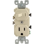 Leviton® S01-05225-OIS 120 V Switch 125 V Receptacle 15 A Duplex Combination Switch/Receptacle