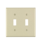 Leviton® 001-86009-000 4-1/2 in 2 Gangs Ivory Smooth Thermoset Plastic Device Mount Toggle Switch Wallplate