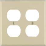 Leviton® 001-86016-000 4-1/2 in 2 Gangs Ivory Smooth Thermoset Plastic Device Mount Outlet Receptacle Wallplate