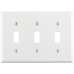 Leviton® 001-88011-000 4-1/2 in 3 Gangs White Smooth Thermoset Plastic Device Mount Toggle Switch Wallplate