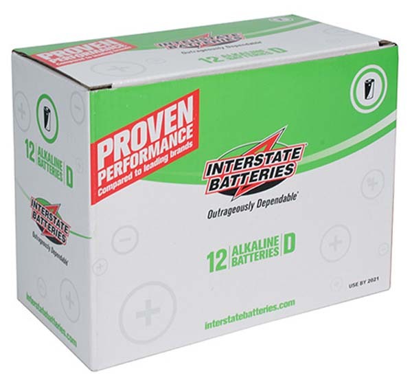 Interstate Batteries DRY0193 Alkaline Battery D 2.42 x 1.32 x 1.32 in Alkaline Battery