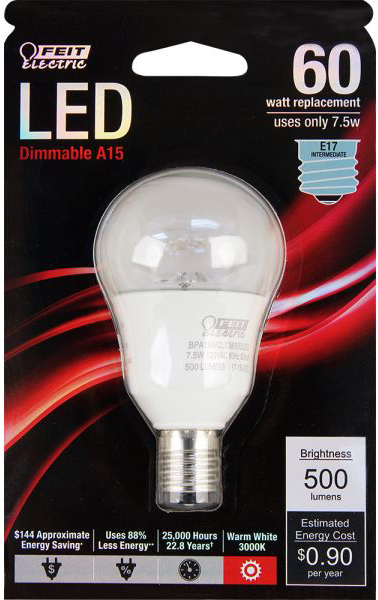 Feit Electric BPA15N/CL/DM/500/LED 120 V 500 Lumens Clear LED Light Bulb