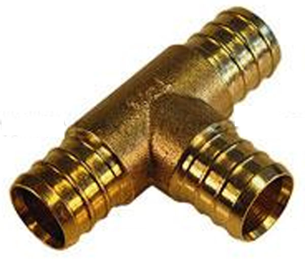 Nabco PS1212LF 3/4 in x 1/2 in x 1/2 in Pex Barb Brass Crimp Insert Tee