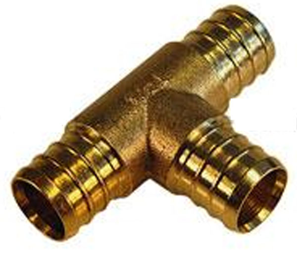 Nabco PS1213LF 3/4 in x 1/2 in x 3/4 in Pex Brass Crimp Insert Tee