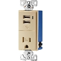 Eaton Cooper Wiring Device TR7740V-K 125 VAC Receptacle 5 VDC USB 15 A Single USB Charger with Receptacle