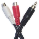 Black Point Products BA-033 PVC Black 6 in Length RCA Plug to Dual RCA Jack