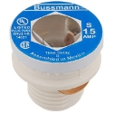 Eaton Bussmann BP/S-15 Fustat™ S Series 125 VAC 15 A 10 kA Brass Plug Time Delay Fuse