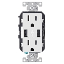 Leviton® Decora® R02-T5632-0BW 125 VAC Receptacle 5 VDC USB 3.1 A USB Duplex Combination USB Receptacle