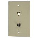 Leviton® 000-40259-00I Ivory High-Impact Plastic Standard Wallplate Flush Mount Telephone and Video Wallplate