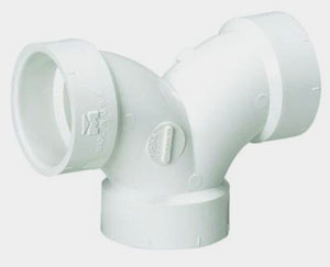 Spears P327-040BC 4 in x 4 in Hub White DWV 90 deg Double Elbow