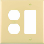 Eaton Cooper Wiring Device PJ826V 4.87 in 2 Gangs Ivory High Gloss Polycarbonate Wall Mount Combination Wallplate